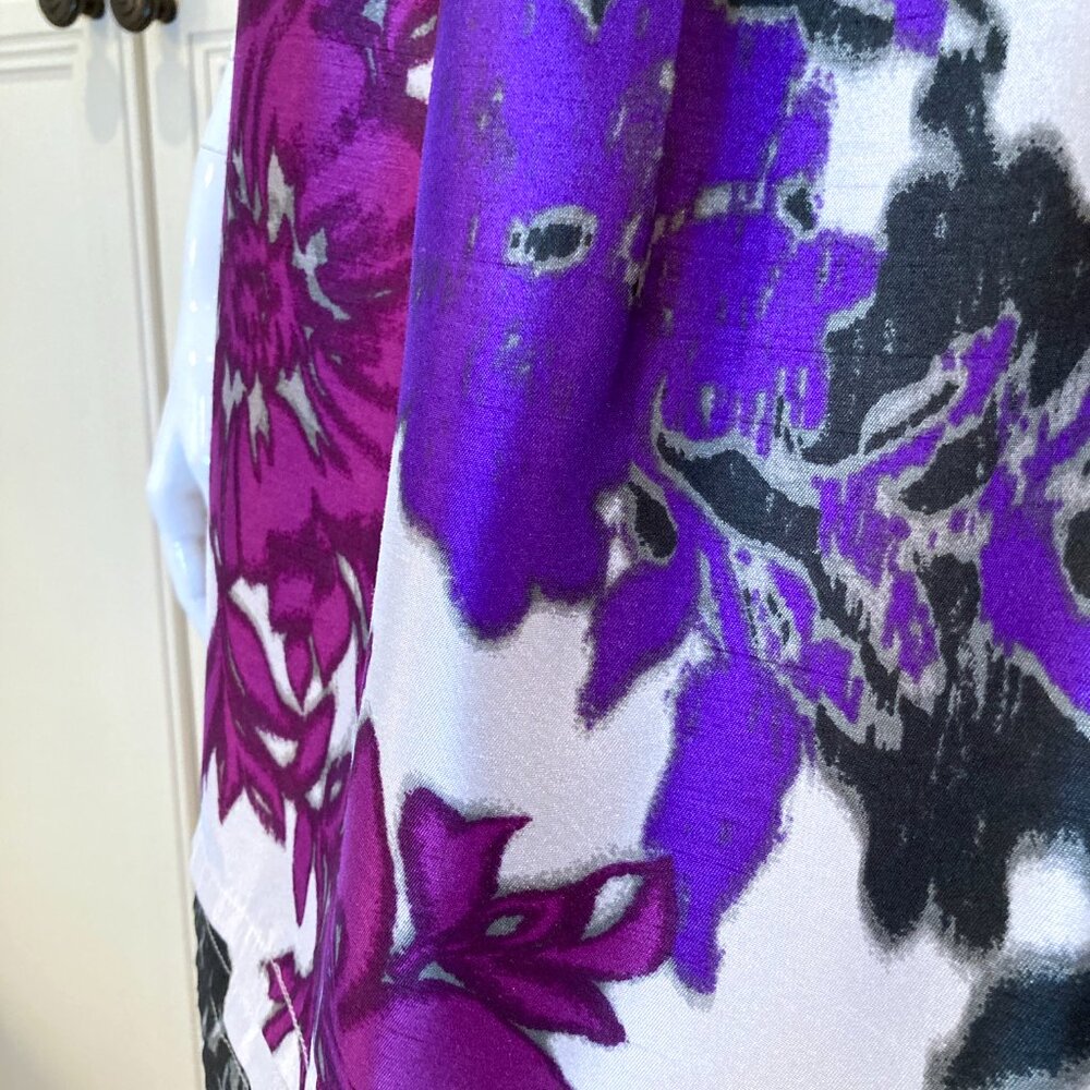 Eliza J Purple Floral Dress Sleeveless Pleated Lined Pockets UK 14 (Size 10 US)